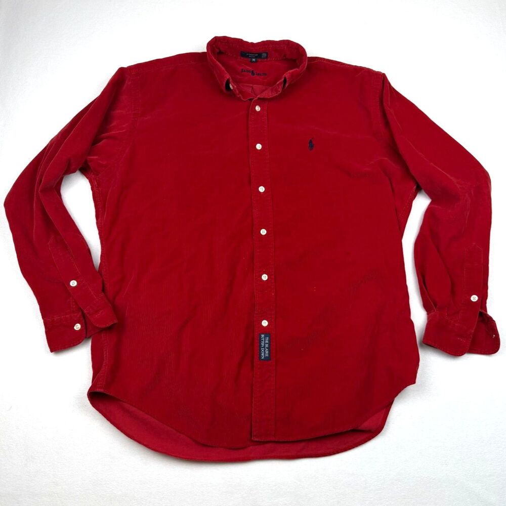 90s Polo Ralph Lauren The Blaire Red Corduroy Button Down Shirt Mens M Vtg